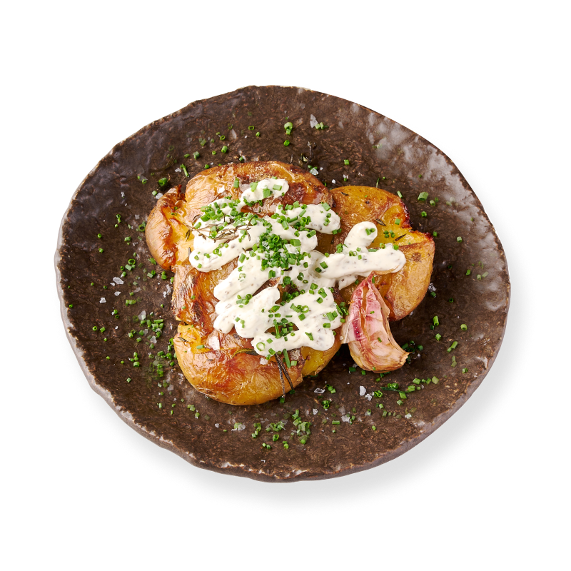 Smashed Potatoes with Truffle Mayo